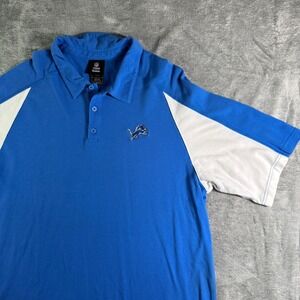 Reebok NFL Team Detroit Lions Polo Shirt Football Fan Apparel Blue 2XL